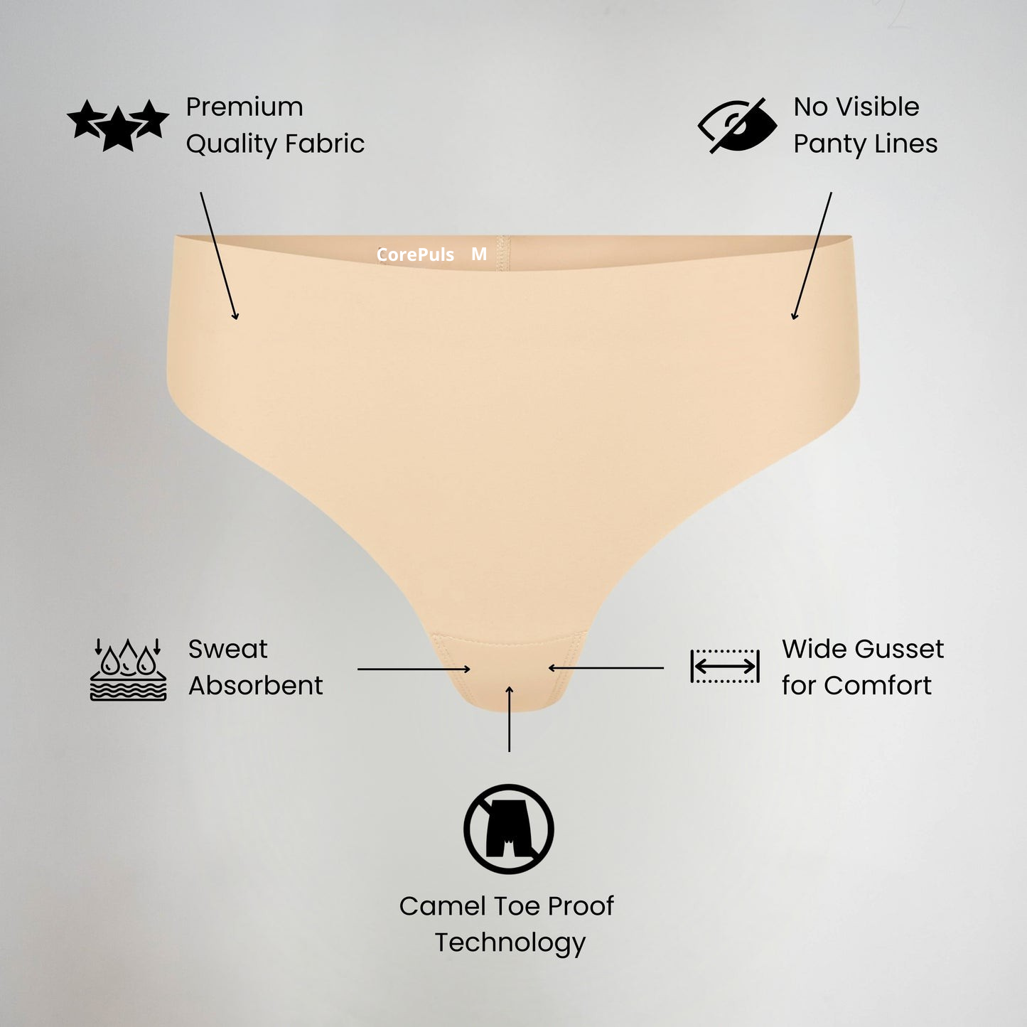 CorePuls Invisible Camel Toe Thong High Rise